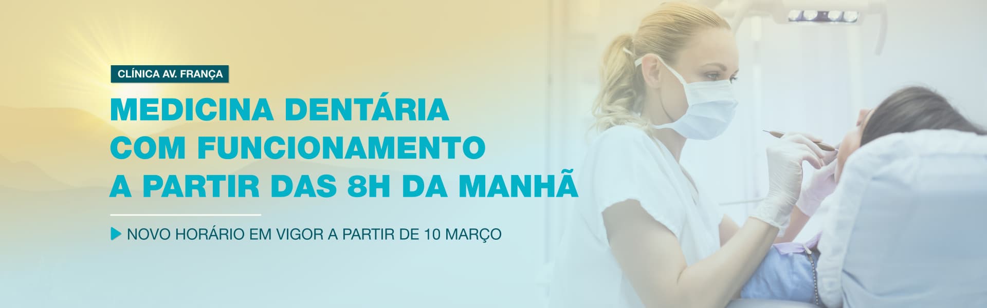Novo horário Medicina Dentária clínica Av. França - a partir das 8h da manhã